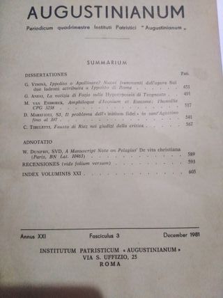 AUGUSTINIANUM ,FASCICULO3,DICIEM.1981