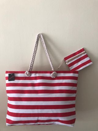 Bolsa de Playa Grande Mujer de Tela con Cremallera