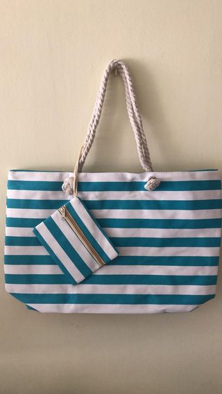 Bolsa de Playa Grande Mujer de Tela con Cremallera