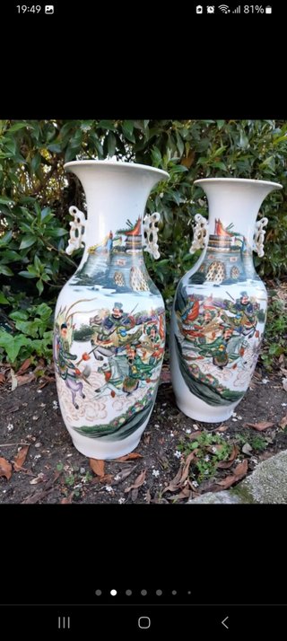 Antigua pareja jarrones porcelana china