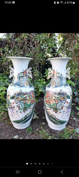 Antigua pareja jarrones porcelana china
