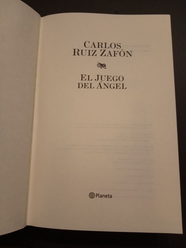 Libro "El juego del ángel"