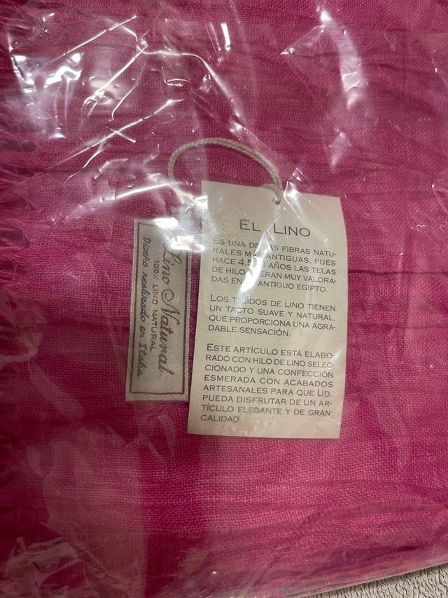 Foulard lino natural color rosa