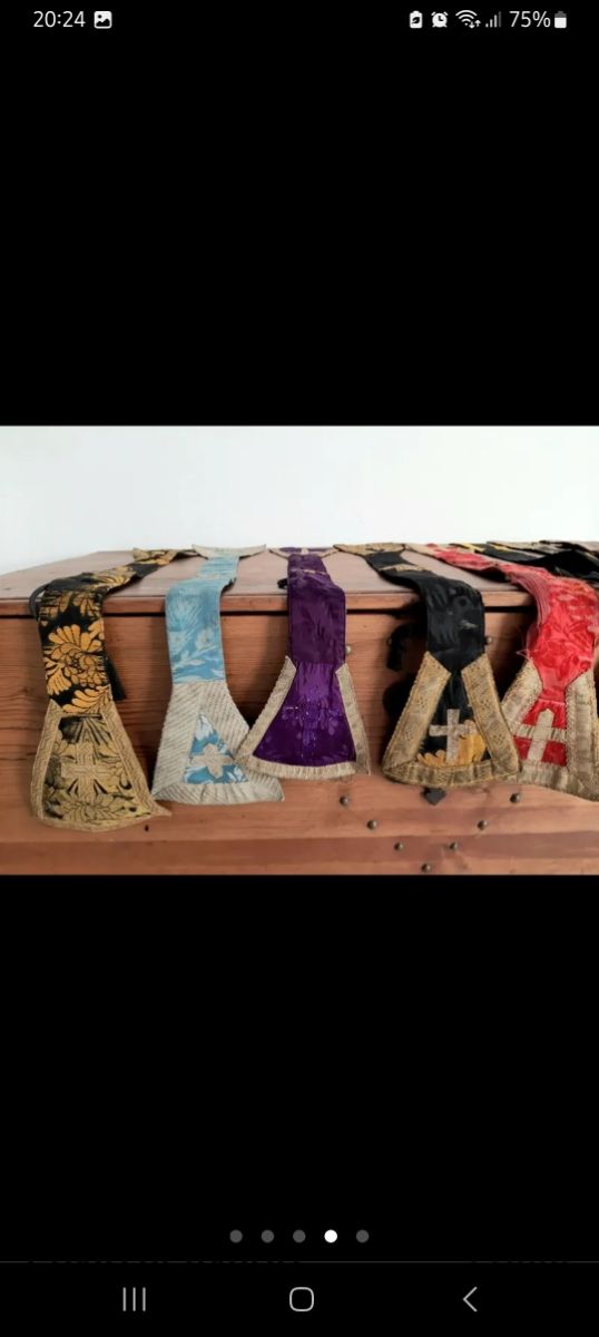 Lote manipulos brocado damasco XIX