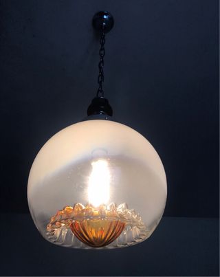 Lampadario modernariato vintage Baloom vetro 1970