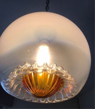 Lampadario modernariato vintage Baloom vetro 1970