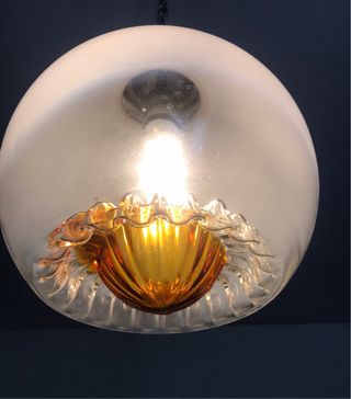 Lampadario modernariato vintage Baloom vetro 1970