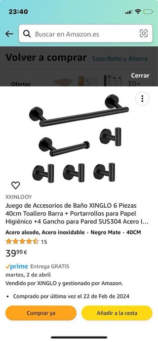 juego de accesorios baño negro moderno NUEVO
