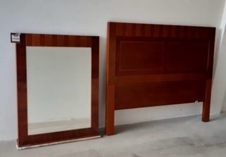 Cabecero y espejo caoba a juego