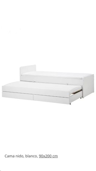 Cama nido, blanco, 90x200 cm