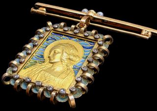 Antiguo Broche Oro 18k MASRIERA Colgante Art Deco