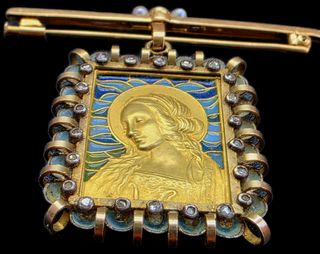 Antiguo Broche Oro 18k MASRIERA Colgante Art Deco