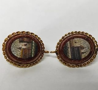 Antiguo Aderezo Oro Isabelino Micromosaicos Roma