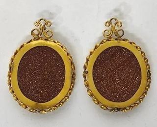 Antiguo Aderezo Oro Isabelino Micromosaicos Roma