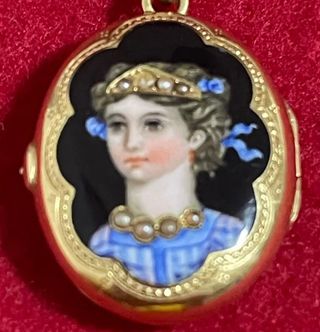 Antiguo Colgante Medallas Relicario Oro Isabelino