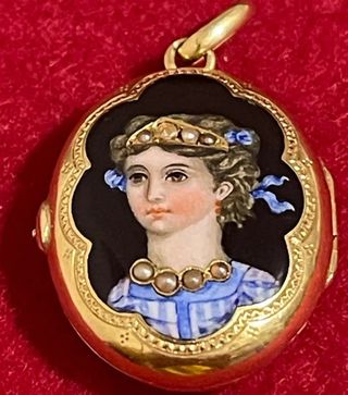 Antiguo Colgante Medallas Relicario Oro Isabelino