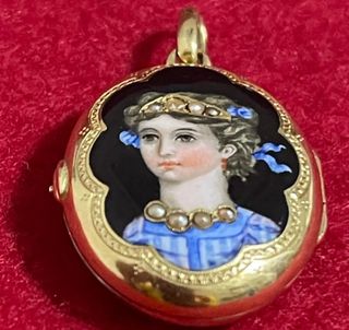 Antiguo Colgante Medallas Relicario Oro Isabelino