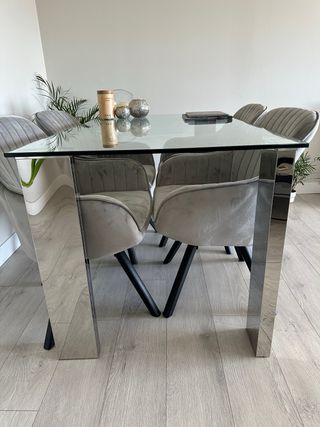 Mesa Cristal/Metal Comedor SIN SILLAS