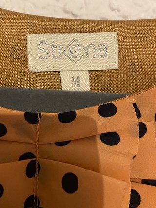 Vestido Strena topos salmón y azul marino