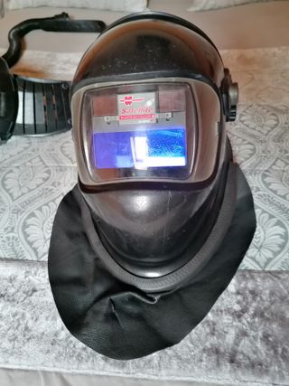careta de soldar y cinturon de respiracion 