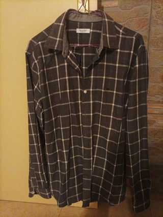 Camisa cuadros gris oscuro