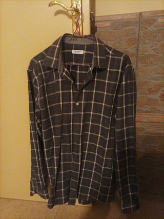 Camisa cuadros gris oscuro