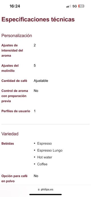 Cafetera automatica philips HD8827.