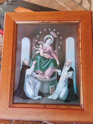 Quadro con stampa e vetro. 