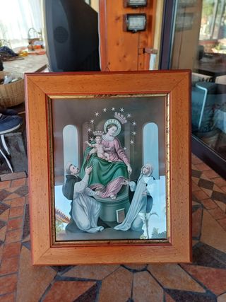 Quadro con stampa e vetro. 
