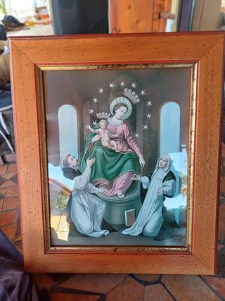 Quadro con stampa e vetro. 