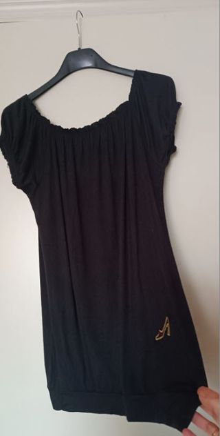 Maglia blusa nera con disegno trendy viscosa tg U