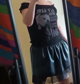 Maglia blusa nera con disegno trendy viscosa tg U