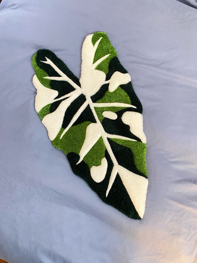 Handmade Variegated Alocasia Frydek rug