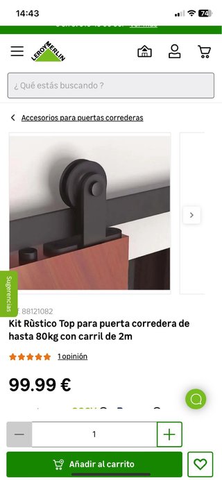 Soporte herraje puerta corredera granero