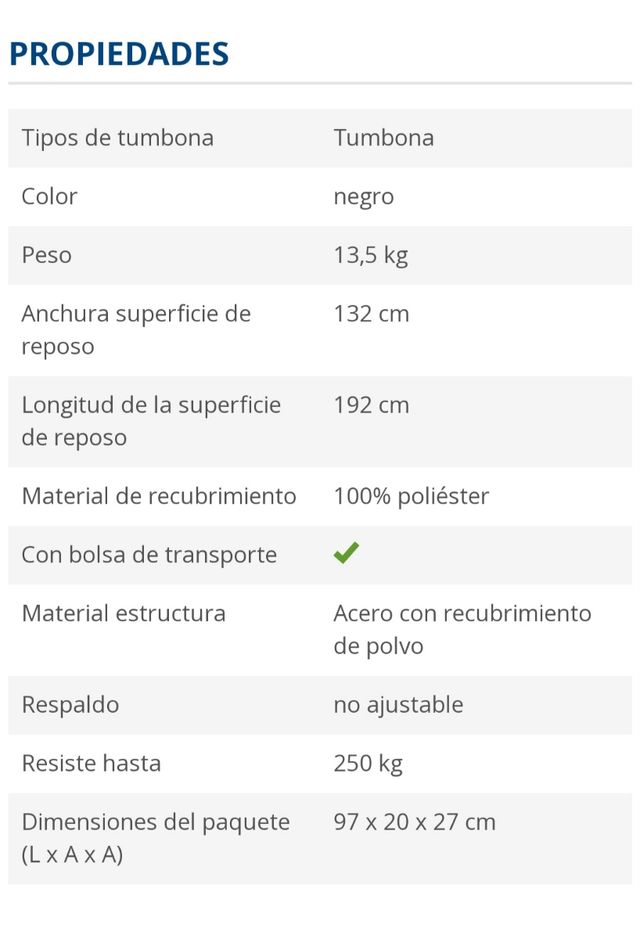 Cama plegable camping outwell