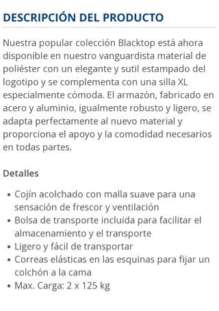 Cama plegable camping outwell