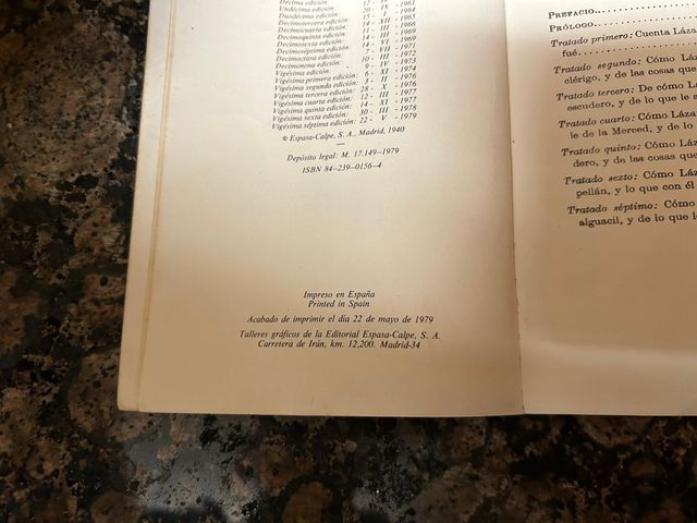 LIBRO LAZARILLO DE TORMES AÑO 79