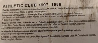 Postal foto.Athletic club Bilbao 1997/98