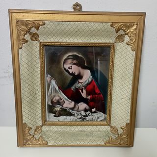 Maternità quadro in decape' ed oro. 