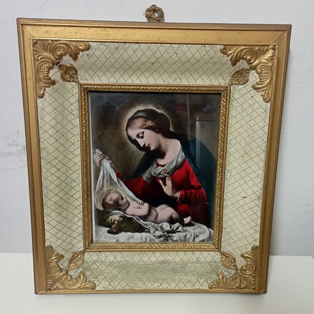 Maternità quadro in decape' ed oro.