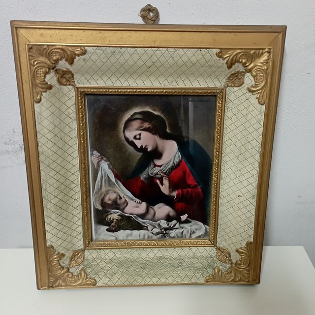 Maternità quadro in decape' ed oro.