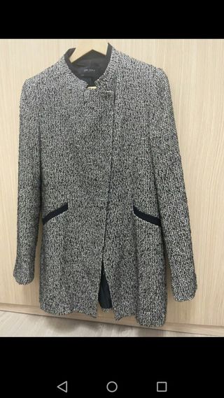 Chaqueta larga tweed gris