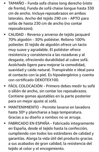 Funda Sofa Chaise Long 290cm. SIN ESTRENAR