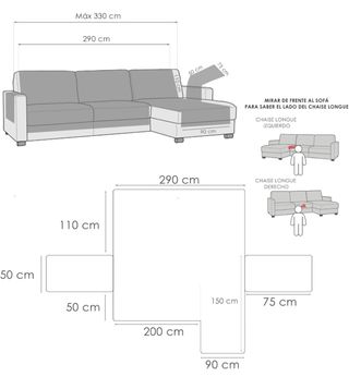 Funda Sofa Chaise Long 290cm. SIN ESTRENAR