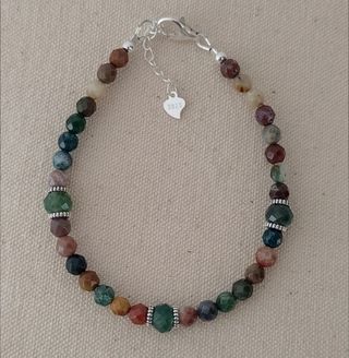 Pulsera, plata ley y agata India 