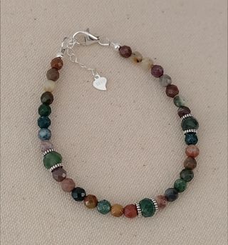 Pulsera, plata ley y agata India 