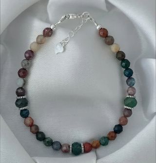Pulsera, plata ley y agata India 