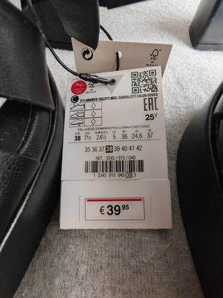 Sandalias negras Zara número 38