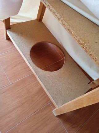 Mesa camilla con paño de chenilla crema