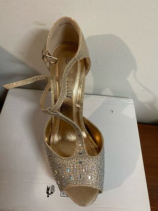 Zapatos fiesta dorado rosa